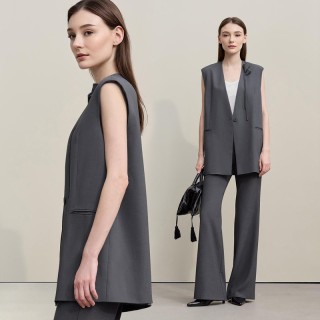 Commuter-Style Handmade 3D Calla Lily Embellished Shoulder-Padded Waistcoat