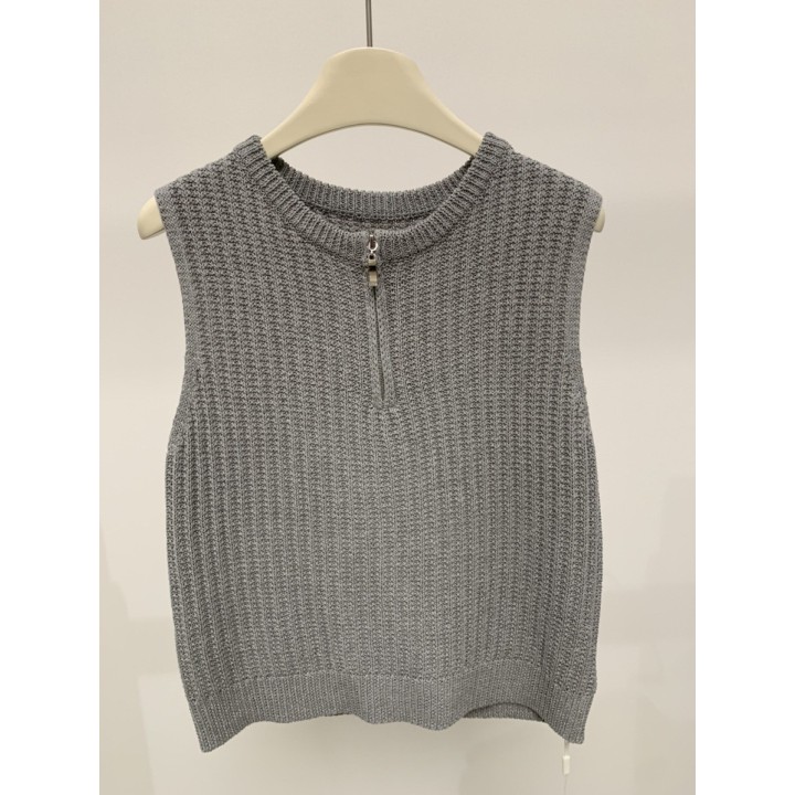 Sleeveless Knitted Outerwear Fashionable Ribbed Vest For Women