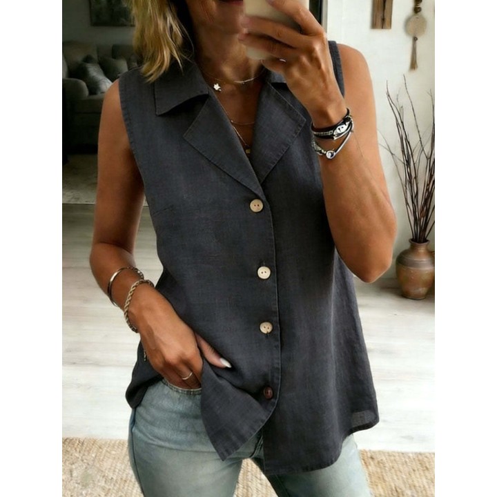 Women's Solid-Colored Sleeveless Fashionable Loose Vest Top