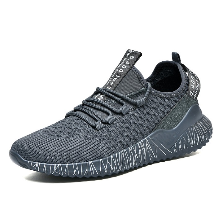 Summer Flying Woven Couple Sports Running Shoes - Grey